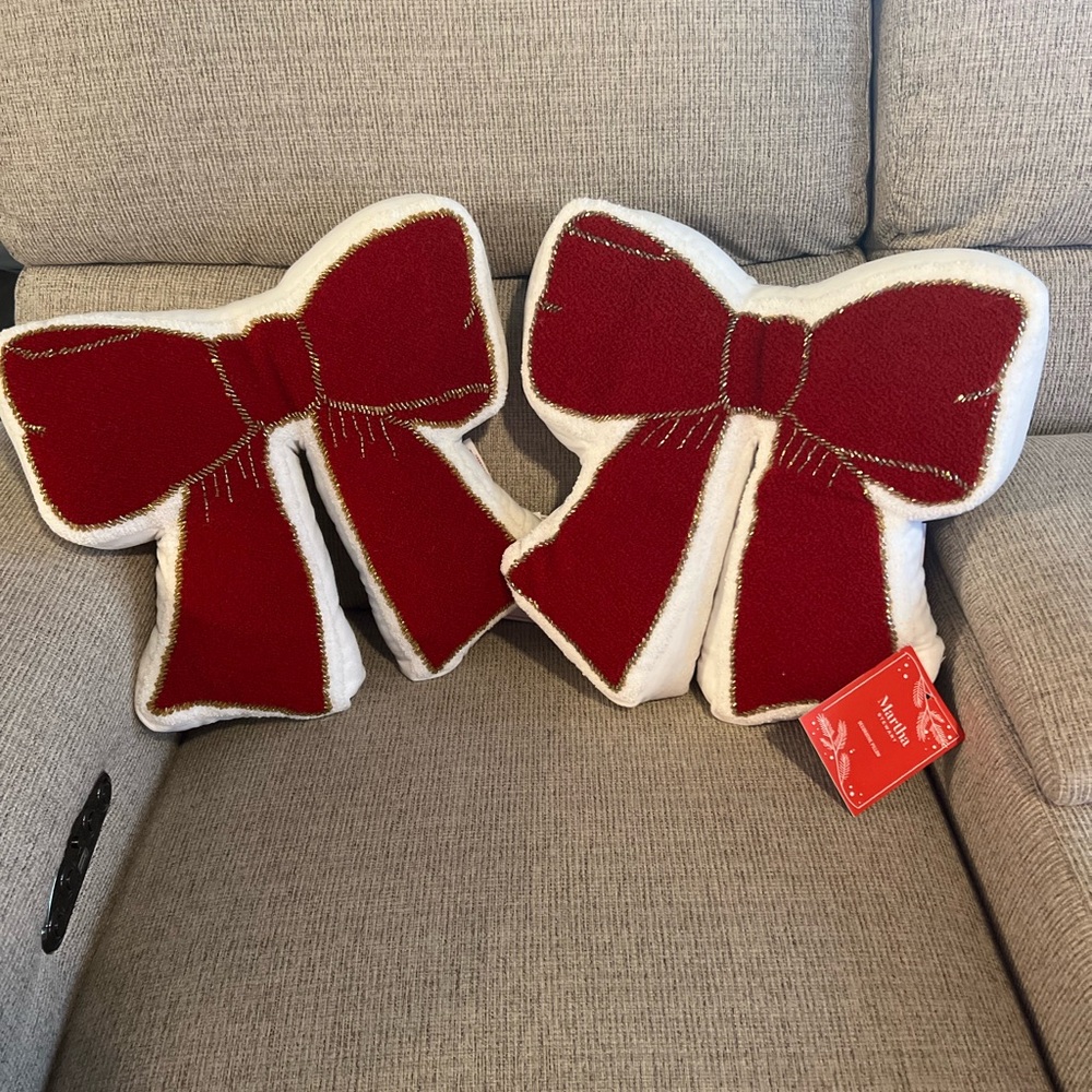 2- Martha Stewart Christmas Bow pillows